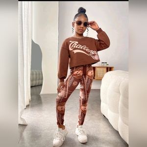 Girls Money Drop Shoulder Thermal Pullover and Leggings